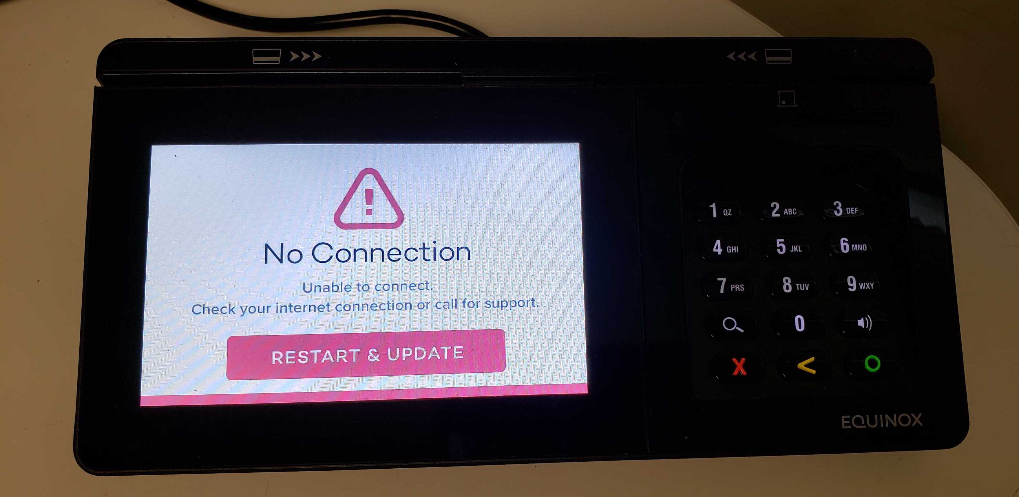 Lane Closed or No Connection screen on Smart Terminal