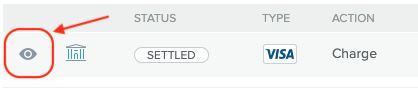 Eyeball icon used to view transaction details
